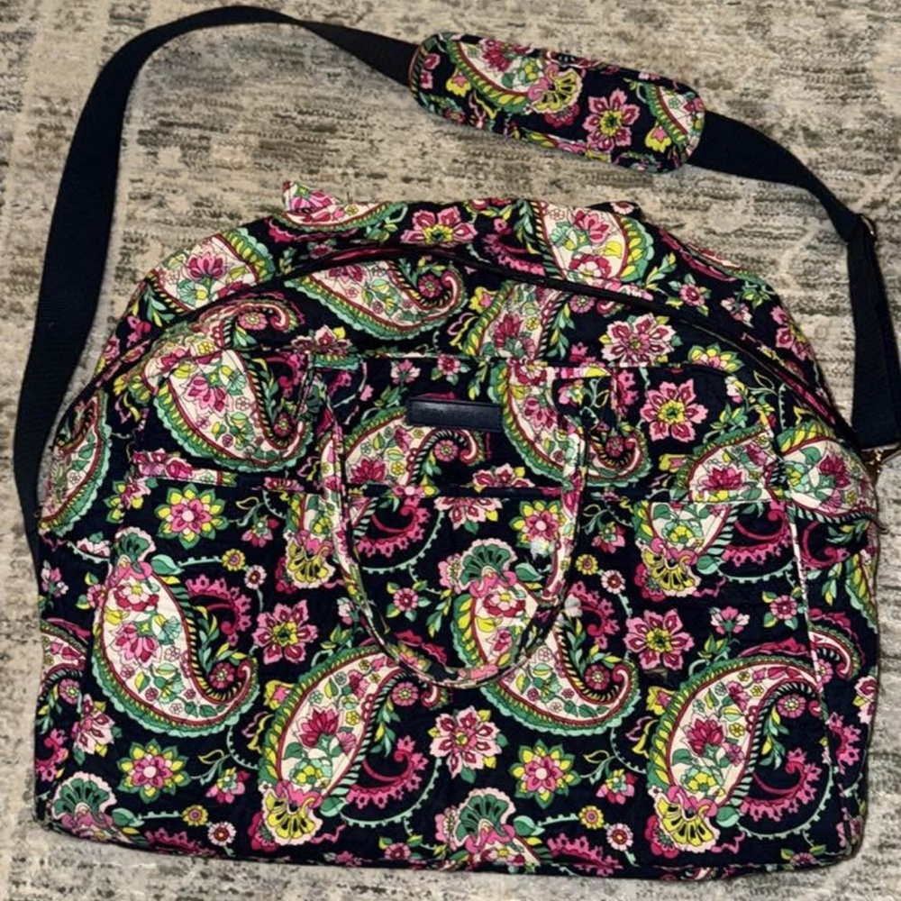 Vera Bradley Navy and Pink Paisley Travel Bag- DISCONTINUED